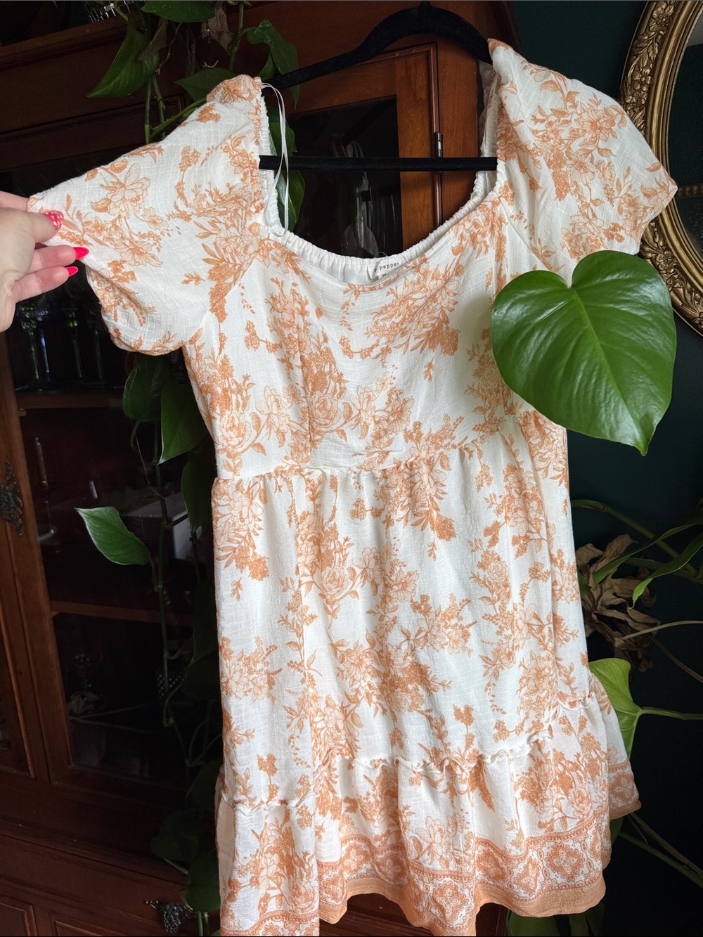 Blu Pepper Cream and Peach Floral Mini Dress